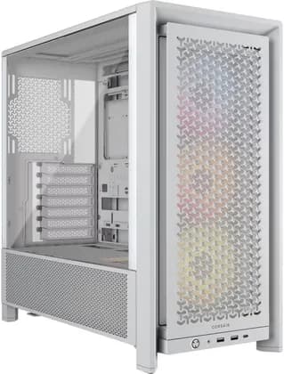 Corsair FRAME 4000D RS ARGB Mid-Tower PC Case, 3x RS120 ARGB Pre-Installed Fans, 360mm Radiator Support, 7 Expansion Slots, Tempered Glass, 3D-Y Airflow Steel, White | CC-9011297-WW