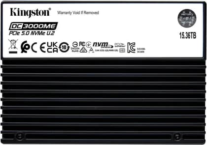 Kingston DC3000ME PCIe 5.0 NVMe U.2 SSD, 15.36TB Capacity, Up to 14,000MB/s Read & Up to 9,700MB/s Write Speed, 3D eTLC NAND, U.2 2.5" Form Factor, PCIe NVMe Gen5 x4, Black | SEDC3000ME/15T3
