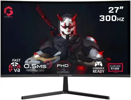 GAMEON Pro Series Curved Gaming Monitor, 27" Fast VA Display, FHD Resolution, 300Hz Refresh Rate, 0.5ms (MPRT) Response Time, AMD FreeSync Technology, R1500 Curvature, Black | GOC27F300