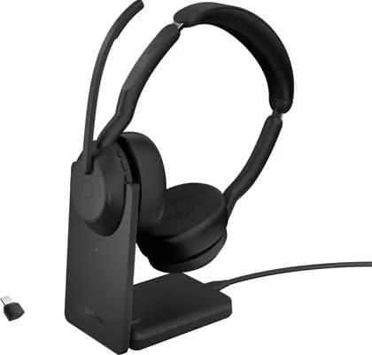 Jabra Evolve2 55 Link390c USB-C UC Stereo Headset, Active Noise Cancellation (ANC), Rechargeable Lithium-ion Battery, USB-C Connectivity with Charging Stand, Bluetooth, Black | 25599-989-889