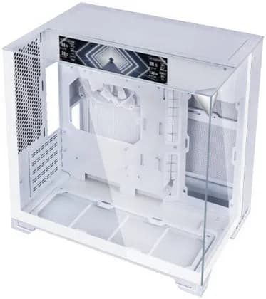 Lian-Li O11 VISION-M Digital Computer Case, 9.2" IPS LCD Display, 1x 140mm Pre-Installed Fan, 360mm Radiator Support, 5 Expansion Slot, Removable Bottom Dust Tray, White | 011VMDW