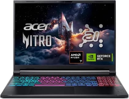 Acer Nitro V 16S AI Laptop, 16" WQXGA IPS 180Hz Display, AMD Ryzen AI 7 260 Processor, 16GB RAM, 512GB SSD, GeForce RTX 5070 8GB GPU, English Keyboard, Windows 11 Home, Black | NH.U10AA.003