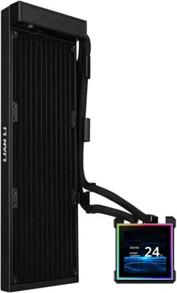 Lian-Li HydroShift II LCD-S Fanless Liquid CPU Cooler, 360mm Radiator, 3.4" IPS 60Hz LCD Screen, 3200 RPM Pump Speed, Three Control Modes via L-Connect 3, No Fans Included, Black | GHS2LCDS36NB