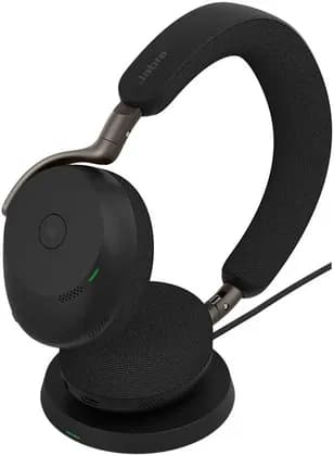 Jabra Evolve3 75 Headphones with Charging Stand, MS Certified, 32mm Speaker Size, USB Type-A Connectivity, Digital MEMS Microphones, Jabra Advanced ANC with Adaptive Technology, Black | 37599-999-989