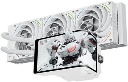Thermalright Wonder Vision 360 Turbo ARGB Liquid CPU Cooler, 360mm, 6.67" Screen Size, 3000RPM Rated Speed, 44.7dBa Noise Level, 120.38CFM Air Flow, Dual Ball Bearing, White | WV-360-TURBO