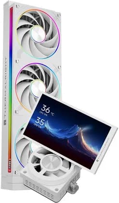 Thermalright Dynamic Vision PRO 360 ARGB Liquid CPU Cooler, 360mm, 5.5" Screen Size, 2400RPM Fan Rated Speed, 34.59dBa Noise Level, 71.5*3 CFM Air Flow, S-FDB V2 Bearing, White | DVPRO-360