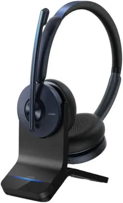 Anker A3510 PowerConf H700 On-Ear Headset, W/ Charging Stand, Bluetooth 5.0/USB-A Bluetooth Dongle, 10M Bluetooth Range, 40MM Driver, 35 Hours Battery Life, ANC, Call Control, Blue | A3510