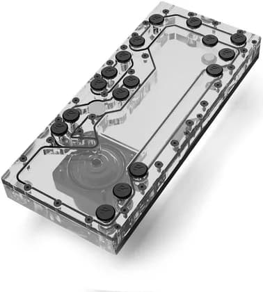 EKWB EK-Quantum Reflection Uni Distro Plate 300 D5, 300ml PC Water Cooling Distribution Plate with D5 Pump, 1500L/h Flow, 3.9m Head Pressure, 16 D-RGB LEDs, G1/4" Ports, Plexi | 3831129901698