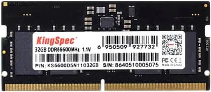 KingSpec DDR5 Laptop Memory, 32GB Capacity, 5600MT/s Speed, 262-Pin SODIMM Interface, 1.1V Voltage, On-Die ECC, Built-in PMIC | KS5600D5N11032G