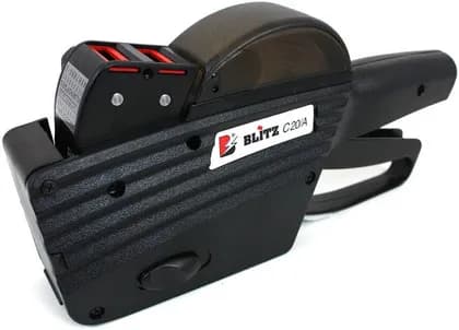 Blitz C20A Pricing Gun Two Line Labelling Machine, 10 Top Line & Bottom Line Printing Characters, ABS Material Body, 2 Lines with 20 Digits, High Flexibility, Quick Label Result, Black | C20A