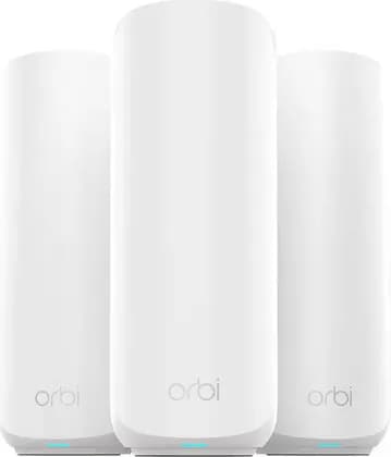 NETGEAR Orbi 370 Dual-Band Wi-Fi 7 Mesh System, 3-Pack, BE5000, 5Gbps, 5GHz & 2.4GHz, Enhanced Backhaul, Quad-Core 1.5GHz, 2x 2.5G Port, WPA3, Orbi App, 6000 Sq.Ft, White | RBE373-100EUS