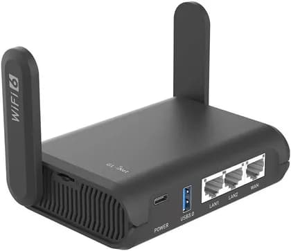 GL.iNet GL-AXT1800 Slate AX Dual Band Wi-Fi 6 Travel Router, AX1800, 1200Mbps 5GHz, 600Mbps 2.4GHz, OpenWrt, WireGuard VPN, MU-MIMO, OFDMA, 3x Gigabit, USB 3.0, MicroSD, 245 | GL-AXT1800