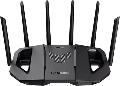 ASUS TUF Gaming BE9400 Extendable Router, Up to 9400Mbps, Tri-band WiFi 7, Quad 2.5G ports, 3-Step Port Forwarding, Smart Home Master, AiMesh Support, AiProtection, Black | 90IG0A30-MO9C00