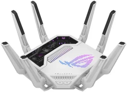 ASUS ROG Rapture GT-BE19000AI WiFi 7 Gaming Router, Tri-Band BE19000 AI-Powered, 10Gbps Ports, 2.6GHz Quad-Core CPU, 4GB RAM, 32GB Storage, 320MHz Bandwidth, 8 Antennas, White | 90IG09S0-MO9A0V