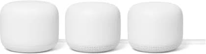 Google Nest Wifi Router and Two Points, Wi-Fi 5 (802.11ac), Up to 2200 Mb/s, 2.4 GHz / 5 GHz (Dual-Band), 2 x Gigabit Ethernet RJ45 Ports, Up to 1200 Mb/s, Snow | GA00823US
