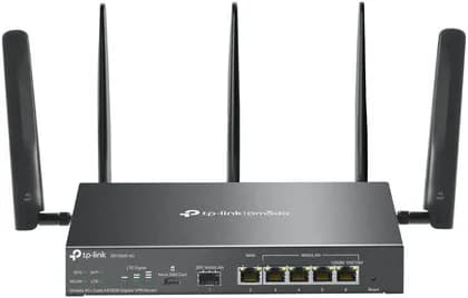 TP-LINK ER706W-4G Gigabit VPN Router, AX3000 Dual-Band WiFi 6, 4G+ Cat6, 5 High-Gain Detachable Antennas, Omada Mesh, High-Security VPN, Black | ER706W-4G