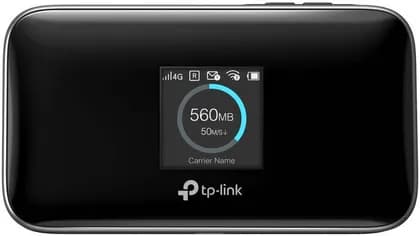 TP-Link M7750 600 Mbps LTE-Advanced Mobile Wi-Fi, Up to 600Mbps Download, 150Mbps Upload Speeds, Up to 32 devices Support, Up to 15 Working Hours, 3280mAh Battery, Black | M7750