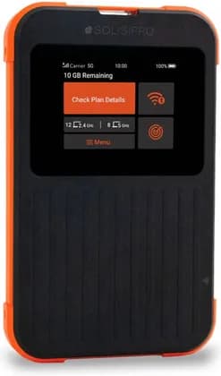 Simo Solis Pro Mobile Hotspot with Power Bank, Up to 3.25Gbps Download & 1.75Gbps Upload Max Speed, Wi-Fi 6E with Dual-Band Wi-Fi, 5G + 4G LTE Network, 8000mAh Battery, Black/Orange | SOLIS-PRO