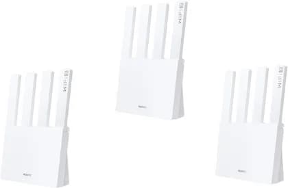 HUAWEI WiFi BE3 Router, External Dual Band Wi-Fi Antenna, 56MB RAM + 128MB ROM, 2.4 GHz & 5 GHz Wireless Band, LED Indicator, Wi-Fi 7, Independent Reset Pinhole, 3 Pieces, White | BE3-3