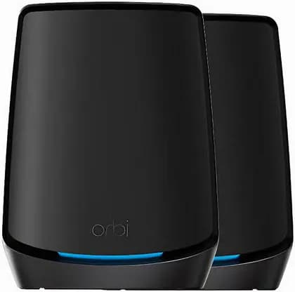 NETGEAR Orbi 860 Series Tri-Band WiFi 6 Mesh System, 6Gbps Wireless Speed, 5,400 sq. ft. WiFi Coverage, Up to 100 Concurrent Devices, 10 Gig Port, 2-Pack, Black | RBK862SB-100APS