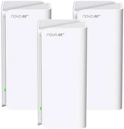 Tenda MX21 Pro, AXE5700 Whole Home Mesh Wi-Fi 6E System (3-Pack), 4,200Sq.Ft Coverage, 5665Mbps Tri-band Speeds, Quad-Core Processor, Ultra-low Latency, 7 High-gain Antennas | MX21 Pro 3-Pack
