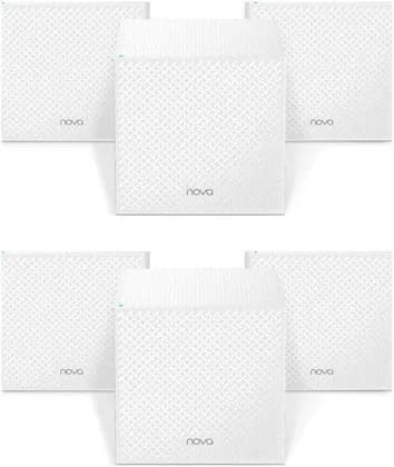 Tenda Nova AC2100 MW12 Whole Home Mesh Wi-Fi System Wireless Router, (3-Pack x 2), Tri-band, 3 Gigabit Ports, Easy Set Up, Work with Alexa, 300 Mbps, Wave 2 MU-MIMO | Nova MW12-3 (3-Pack x 2)