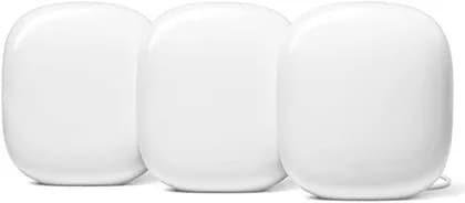 Google Wifi Pro - Wi-Fi 6E Mesh Router System, 80 MHz, 6 GHz Band, 3 Pack, White, Reliable & Fast Speed, Whole-home Coverage | GA03690-GB / GA03690-US