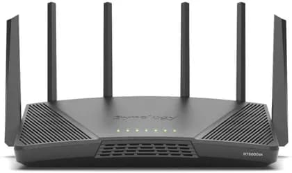 Synology RT6600 AX6600 Wireless Tri-Band Gigabit Router, Wi-Fi 6, Up to 6600 Mb/s Speed, VPN Remote Access, 6 x Ext Antennas, 3x Gbt LAN, 1x 2.5G WAN/LAN, 1x USB 3.2, Black | RT6600AX