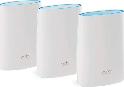 Netgear Orbi Whole Home Mesh WiFi System with Advanced Cyber Threat Protection, 3-Pack - White | RBK53S-100UKS