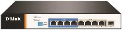 D-Link 8-Port 2.5G PoE Switch, 10G Uplink Port, Support 250 Meters of Long-Distance PoE, Embedded 6 kV Surge Protection, Black | DMS-F109TP
