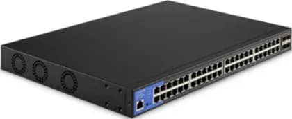 Linksys 48-Port Gigabit PoE+ Switch, 10G SFP+ Uplink, Integrated PoE+ (740W), Security & QoS, 176Gbps, 130.95Mpps, Black | LGS352MPC-EU