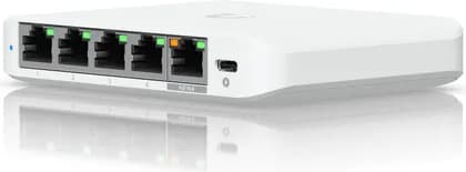 Ubiquiti Flex Mini 2.5G Switch, 5x 2.5 GbE RJ45 Ports, 25 Gbps Switching Capacity, Port Isolation & Mirroring, Flow & Storm Control, White | USW-FLEX-2.5G-5