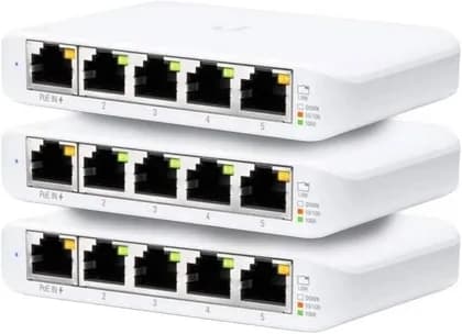 Ubiquiti Networks UniFi USW Flex Mini 5-Port Gigabit Managed Switch, with USB-C Power Adapter, 10 Gb/s Switching Capacity, 7.44 Mpps Fwd Rate, Pack of 3, White | USW-Flex-Mini-3