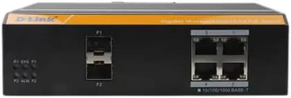 DLINK Industrial Managed PoE Switch, 4 Port Gigabit PoE Switch, 2 SFP Uplink Ports, High EMC Endurance, 120W PoE Budget, IP40 Metal Housing, Surge Protection, VLAN QoS Support, Black | DGS-F3004P-2S