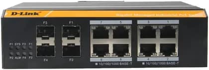 DLINK Industrial Managed PoE Switch, 8 Port Gigabit PoE Switch, 2 SFP Uplink Ports, High EMC Endurance, 120W PoE Budget, IP40 Metal Housing, Surge Protection, VLAN QoS Support, Black | DGS-F3008P-2S