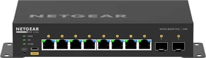 NETGEAR AV Line M4250-8G2XF-PoE+ Managed Switch, 8x1G PoE+ & 2xSFP+ Ports, 220W Budget, Up to 12kb Jumbo Frame Support, 257.9W/880.47Btu/hr Power Consumption, Black | GSM4210PX