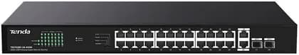 Tenda 26GE+2SFP Ethernet Switch With 24-Port PoE Dedicated for SMB Networking & Surveillance, 41.7 Mpps Packet Forwarding Mode, 56 Gbps Switch Capacity | TEG1128P-24-410W
