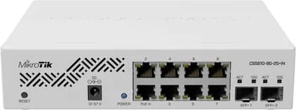 Mikrotik CSS610-8G-2S+IN network switch Gigabit Ethernet (10/100/1000) Power over Ethernet (PoE), Passive PoE Input, Fanless Cooling, SwitchOS Lite, White | CSS610-8G-2S+IN