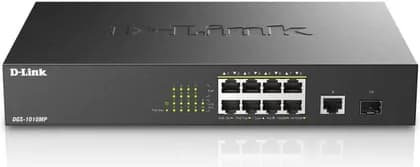 D-Link 10-Port Gigabit PoE Switch, 20 Gbps Switching Capacity, 100 to 240 V AC, 125 W PoE Power Budget, Green Technology, Eight 10/100/1000 Mbps PoE, Black | DGS-1010MP