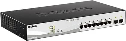 D-Link PoE+ Switch, 8 10 Port Smart Managed Layer 2+ Gigabit Ethernet with 2 Gigabit SFP Ports and 130W PoE Budget (DGS-1210-10MP)
