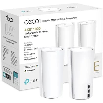 TP-Link Deco XE200 AXE11000 Whole Home Mesh Wi-Fi 6E System, Tri-Band Wi-Fi, Gigabit Ports, AI-Driven Mesh, Cover up to 6,500 ft, Connect up to 200 Devices, HomeShield, (2-Pack) | Deco XE200