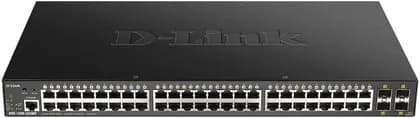 D-Link DGS-1250-52XMP 52-Port 10-Gigabit Smart Managed PoE Switch, 48 x 10/100/1000BASE-T PoE Ports, 4 x 10G SFP+ Ports, Lite L3 Static, 370W PoE Power, Full CLI, Black | DGS-1250-52XMP