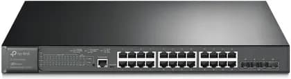 TP-Link JetStream 4-Port 10GE SFP+ L2+ Managed Switch with 24-Port PoE+, 24x 10/100/1000 Mbps RJ45 Ports, 128 Gbps Switching Capacity, Advanced L3 Features, Black | SG3428XMP