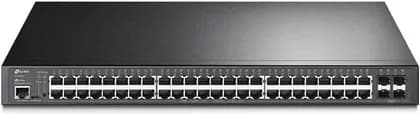 TP-Link 52 Port Gigabit L2+ Managed PoE Switch, 384W Power Budget, 48x RJ45 Ports, 4 x SFP Slots, PoE Auto Recovery, Omada SDN Integrated, IPv6, Static Routing, Black | TL-SG3452P