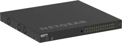 Netgear AV Line M4250 GSM4230PX 24-Port Gigabit PoE+ Managed Network Switch with SFP+, 132 Gb/s Switching, 480W Budget, 98.21 Mpps Fwd Rate, 24x Gb ETH PoE+ / 4x 10Gb SFP+, Black | GSM4230PX-100EUS
