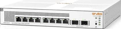 Aruba Smart Instant On 1930 8G Switch, RJ45 + 2x SFP Primary Ports, 124W Class 4 PoE, 10/100/1000Mbps Speed, 20 Gbps Capacity, White | JL681A