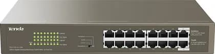 Tenda TEG1116P 16 Ports Gigabit Unmanaged PoE Combo Switch, Output Power 135W, 6KV Port Lightning Protection, One Key VLAN, Cache Optimization, 32 Gbps Capacity | TEG1116P-16-150W