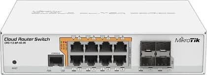 Mikrotik CRS112-8P-4S-IN Gigabit Ethernet Smart Switch with PoE, SFP cages, 400MHz CPU, 128MB RAM, desktop case, RouterOS L5 | CRS112-8P-4S-IN
