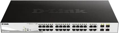 D-Link DGS-1210 28-Port Gigabit Smart Managed PoE Switch With 4 Gigabit GbE/SFP Combo Ports, L2+ Static Routing, 370W PoE Budget, Advanced L2 Switching & Security Features, Black | DGS-1210-28MP