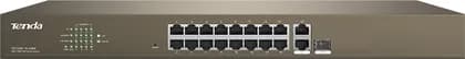 Tenda TEF1218P 16-Port 10/100M + 2-Port Gigabit + 2 SFP Combo PoE Web Smart Switch, 6KV Lightning Protection, 250W Power Supply, 7.2 Gbps Capacity, 1.25Mb Buffer | TEF1218P-16-250W